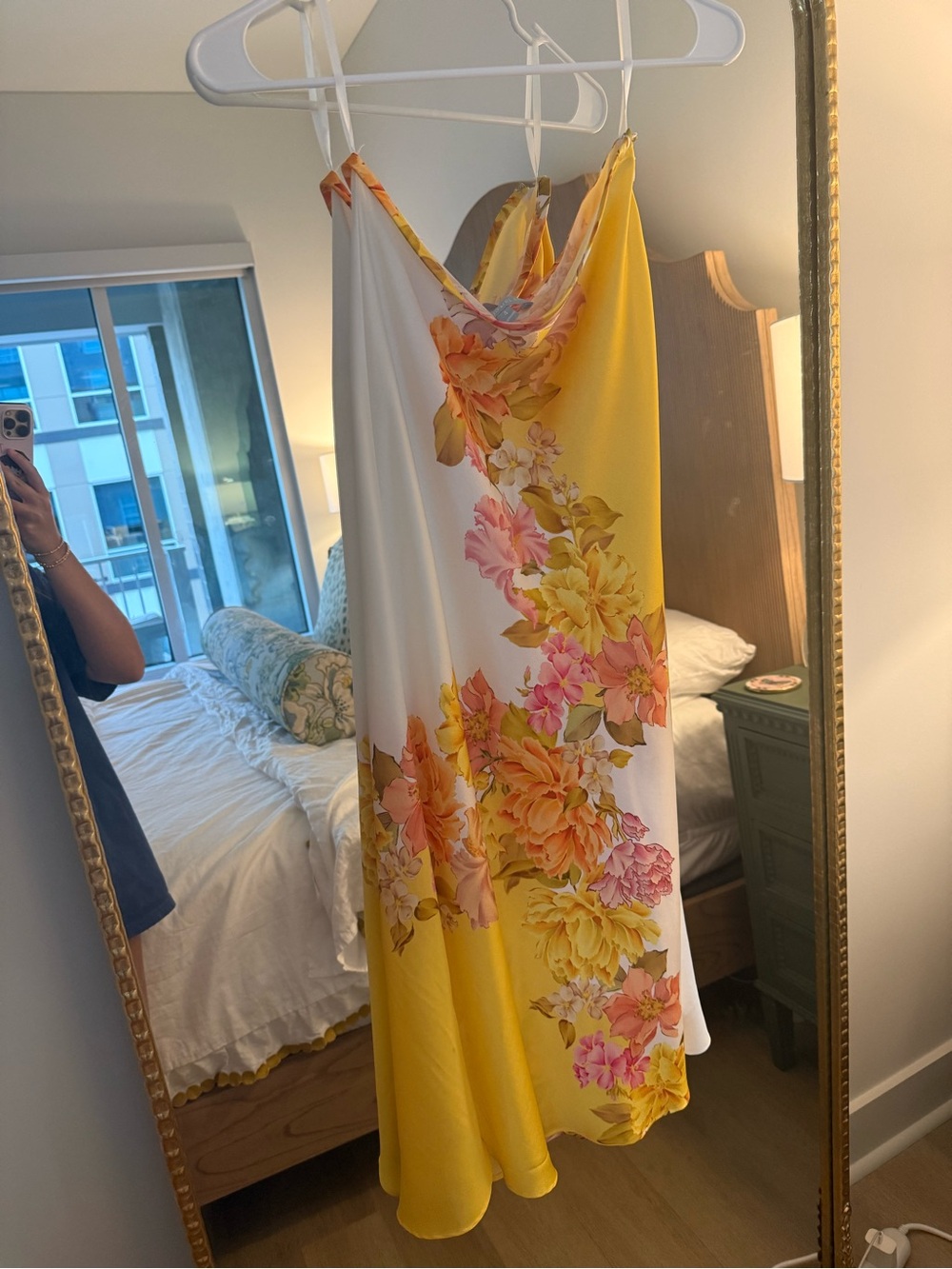 ANTONIO MELANI Yellow White Floral Slip Maxi Skirt